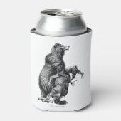 Zwaarlijk beer jagen in eenvoudige tekening blikjeskoeler (Blikje Voorkant)