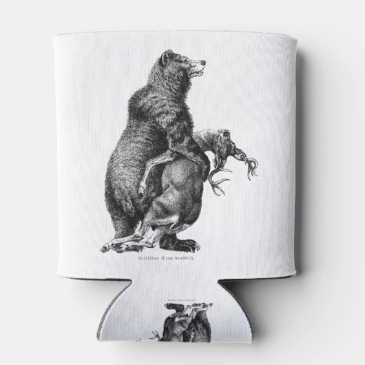 Zwaarlijk beer jagen in eenvoudige tekening blikjeskoeler (Achterkant)