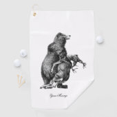 Zwaarlijk beer jagen in eenvoudige tekening golfhanddoek (Insitu)