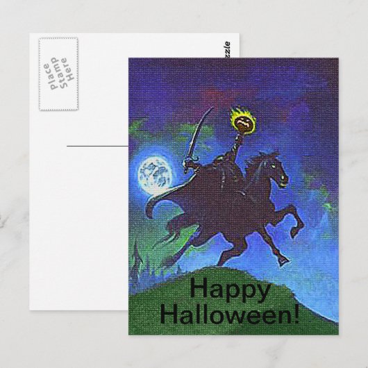 Zwaarloze Horseman in blauw licht Briefkaart (Voorkant / Achterkant)