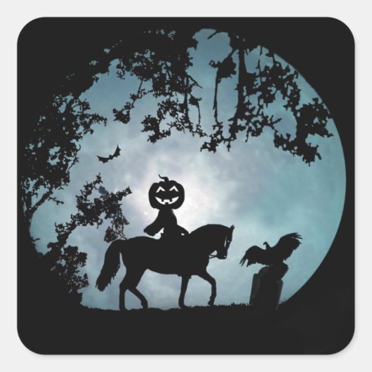 Zwaarloze Horseman met Jack O Lantern Head Sticker (Voorkant)