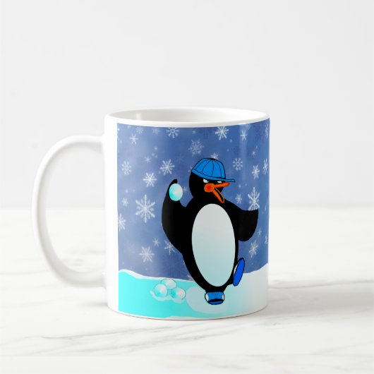 Zwaarloze sneeuwman! Naughty pinguïn! Koffiemok (Links)