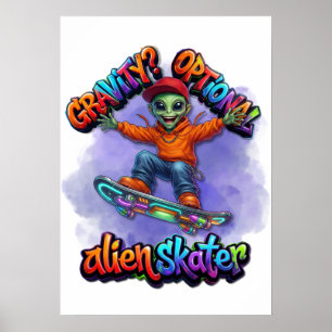 Zwaartekracht Optionele Alien Skater Zweefplank Ru Poster