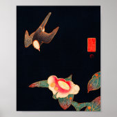 Zwaas en Camellia Flower  Bird Japans Poster (Voorkant)