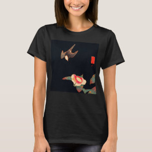 Zwaas en Camellia Flower  Bird Japans  T-shirt