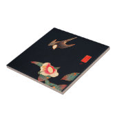 Zwaas en Camellia Flower Bird Japans Tegeltje (Zijkant)