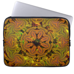 Zwak geelachtige kaleidoscoop boven abstract afbee laptop sleeve