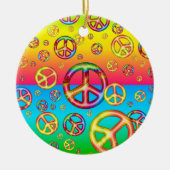 Zwak Kinder kleuren-PEACE-out-round-versiering Keramisch Ornament (Voorkant)