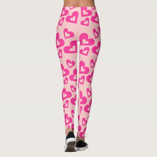 Zwak licht en donkerroze harten Leggings (Achterkant)