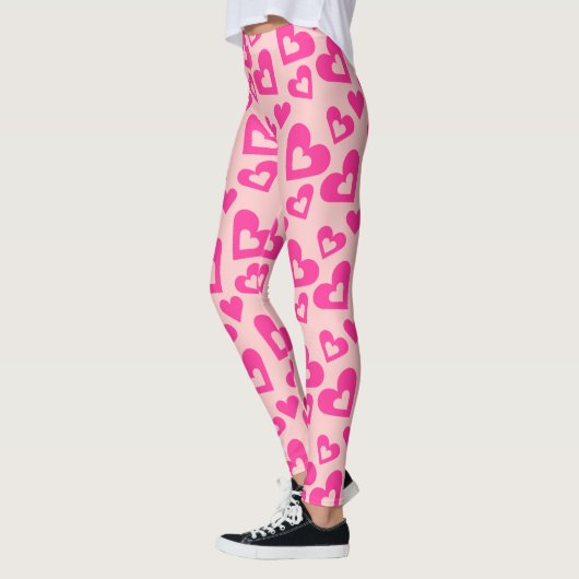 Zwak licht en donkerroze harten Leggings (Links)