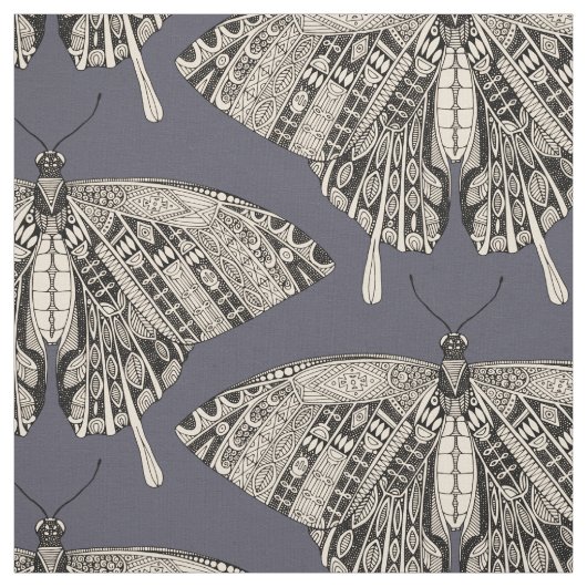 zwallowtail vlinderschemering zwart stof (Swatch)