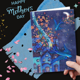 Zwaluw brengt een boodschap van liefde aan alle mo feestdagen kaart
