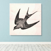 zwaluw Illustratie - Antiek vogel van 1800 Canvas Afdruk (Insitu (Houten vloer))