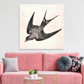 zwaluw Illustratie - Antiek vogel van 1800 Canvas Afdruk (Insitu (Woonkamer))