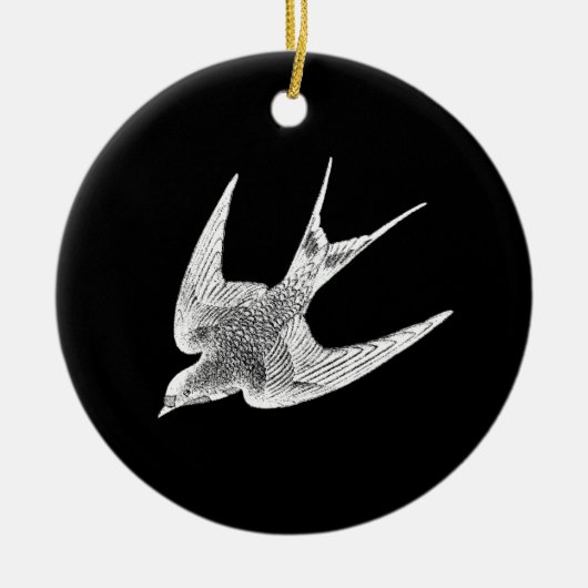  zwaluw Illustratie - Antiek vogel van 1800 Keramisch Ornament (Voorkant)