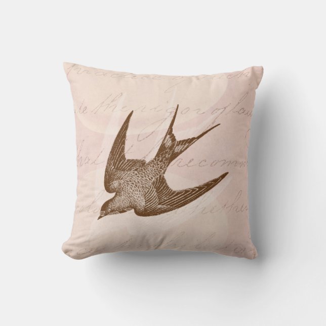  zwaluw Illustratie - Antiek vogel van 1800 Kussen (Voorkant)