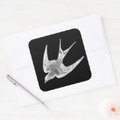  zwaluw Illustratie - Antiek vogel van 1800 Vierkante Sticker (Envelop)