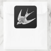  zwaluw Illustratie - Antiek vogel van 1800 Vierkante Sticker (Tas)