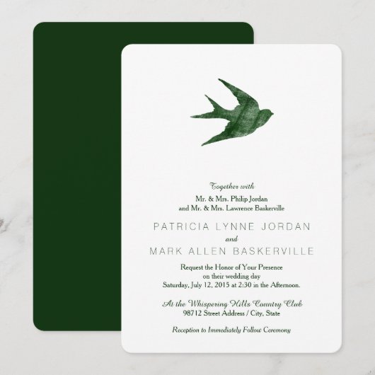 Zwaluw Vintage  Kaart (Voorkant / Achterkant)