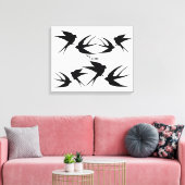 Zwaluw Vogels Silhouetten Thunder_Cove Canvas Afdruk (Insitu (Woonkamer))