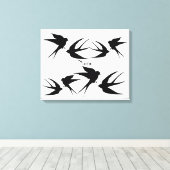 Zwaluw Vogels Silhouetten Thunder_Cove Canvas Afdruk (Insitu (Houten vloer))