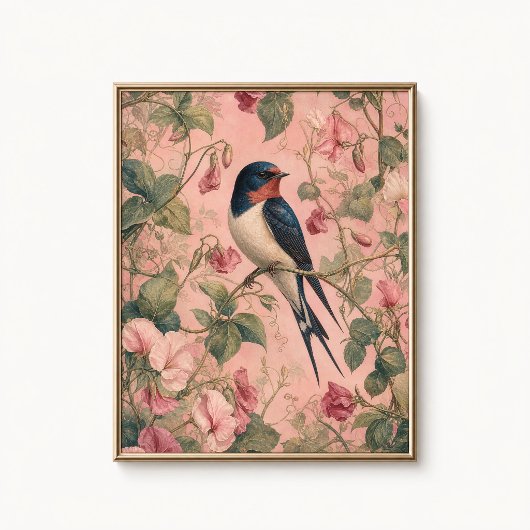 Zwaluw Zoete Erwt Chinoiserie Poster