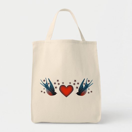 Zwaluwen en sterren tote bag (Voorkant)