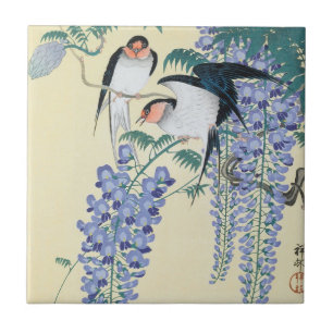 Zwaluwen en Wisteria door Ohara Koson Tegeltje