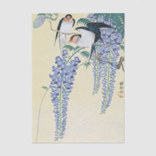 Zwaluwen en Wisteria door Ohara Koson Tissuepapier