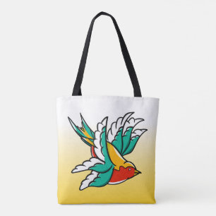 Zwaluwen geïnspireerd door het traditionele tattoo tote bag
