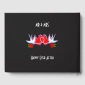 Zwaluwen houden van harten Rozen rood zwart gepers Gastenboek (Achterkant)