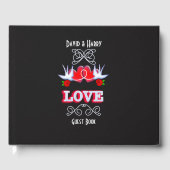 Zwaluwen houden van harten Rozen rood zwart gepers Gastenboek (Voorkant)