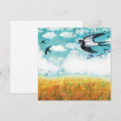 Zwaluwen vliegen over een tarweveld feestdagenkaart (Voorkant / Achterkant)
