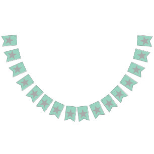 Zwaluwstaart Vlaggenlijn - Turquoise Achtergrond G Vlaggetjes