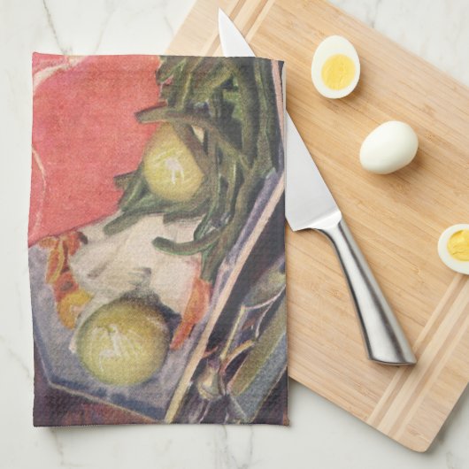  zwammen met groene bonen en aardappelen theedoek (Quarter Fold)