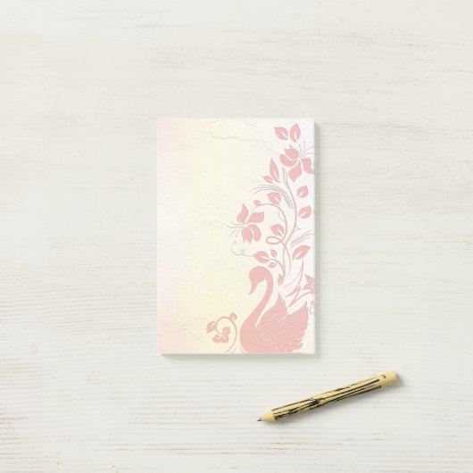 Zwan en bloemen post-it® notes (Op bureau)