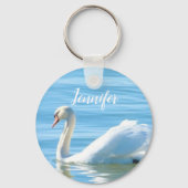 Zwan in de Blue Water Personalized Name Sleutelhan Sleutelhanger (Voorkant)