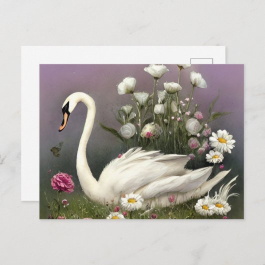 Zwan in een tuin uitnodiging briefkaart (Voorkant / Achterkant)