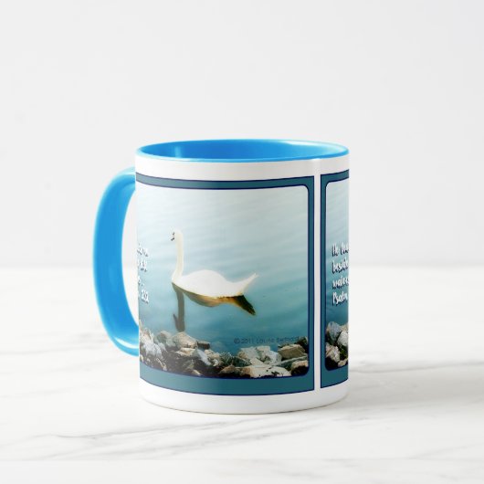 Zwan in het Psalm 23:2 11 Blauwe Mok (Voorkant links)