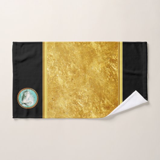 Zwan in turkooiswater met Gold en zwart design Bad Handdoek (Handdoek)