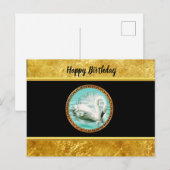 Zwan in turkooiswater met Gold en zwart design Briefkaart (Voorkant / Achterkant)