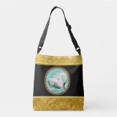 Zwan in turkooiswater met Gold en zwart design Crossbody Tas (Achterkant)