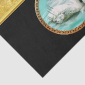 Zwan in turkooiswater met Gold en zwart design Tissuepapier (Detail)