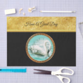 Zwan in turkooiswater met Gold en zwart design Tissuepapier (Craft)