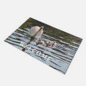 Zwan met Baby-drijfmat Deurmat (Schuin)