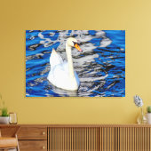 Zwan met reflecties canvas afdruk (Insitu (Woonkamer))