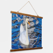 Zwan met reflecties hangend wandkleed (Gebogen)
