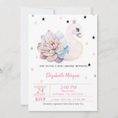 Zwan, ventilator, sterren, prinses Baby shower Kaart (Voorkant)