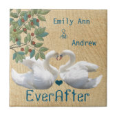 Zwandige Tortelduifjes Houtkorrel ooit na Jubileum Tegeltje (Voorkant)