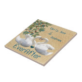 Zwandige Tortelduifjes Houtkorrel ooit na Jubileum Tegeltje (Zijkant)